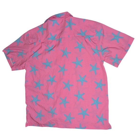 Uzzi Amphibious Gear Mens S Neon Pink Blue Starfish Button Up Camp Shirt HPS07 - Picture 7 of 7